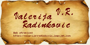 Valerija Radinković vizit kartica